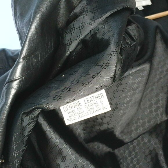 Fairfax & Kent vintage black leather puff sleeve and shoulder pads coat size 1X - Picture 7 of 7